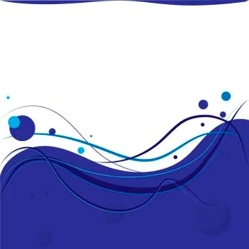 Abstract blue wave on a white background with design elements. Stock Illustration