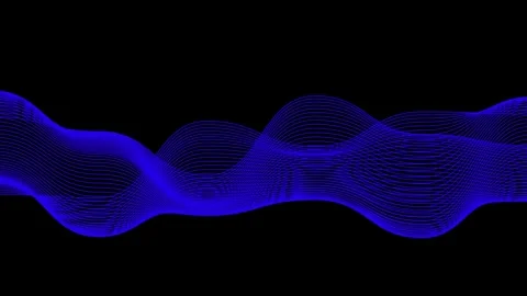 Abstract Blue Waveforms on Black Background - Modern Digital Art. Stock Footage 319455654