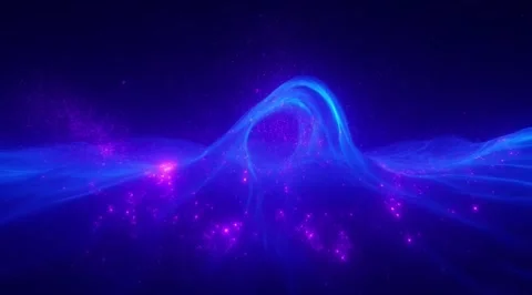 Abstract blue waves and glowing purple particles Stock Footage 331459228