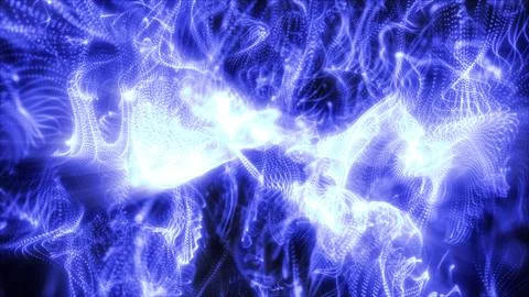 Abstract blue waves and smoke from particles of energy magical bright glowi.. Stock Illustration