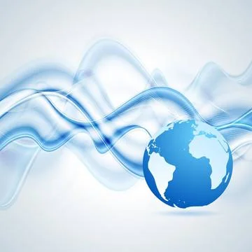 Abstract blue waves background with globe. Vector design eps 10 Abstract b... Foto stock