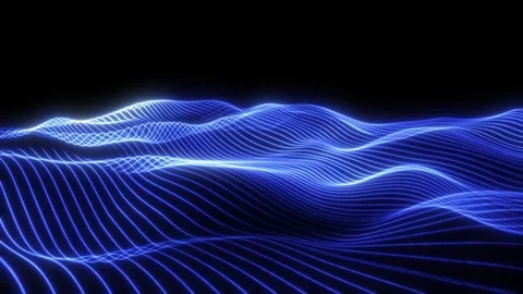 Abstract blue waves on black background, in motion Stock-Footage 329319447
