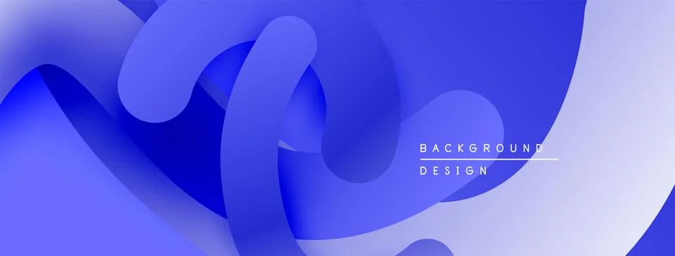 Abstract blue waves create dynamic backdrop. Smooth shapes overlap, forming Illustrazione stock