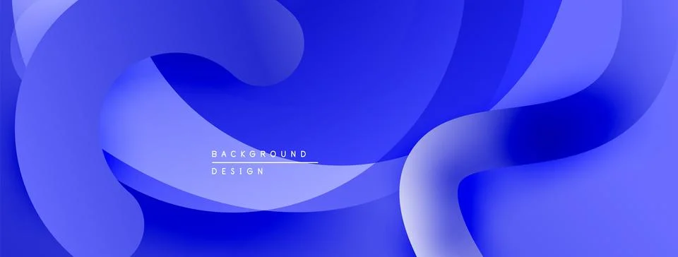 Abstract blue waves create flowing shapes. Modern design, smooth gradients, Illustrazione stock