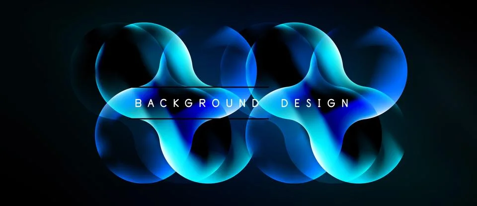 Abstract blue waves form elegant design over dark background. Text reads Stock Illustration