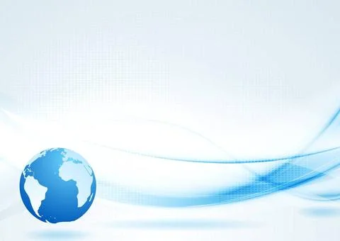 Abstract blue waves with globe. Vector design eps 10 Abstract blue waves w... 写真素材