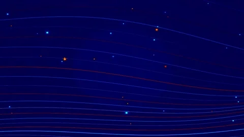 Abstract blue waves with glowing particles during a cosmic nebula exploration Stock Footage 345601917