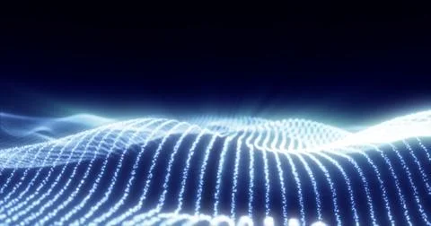 Abstract blue waves from glowing particles and lines futuristic hi-tech bac.. Stock Illustration