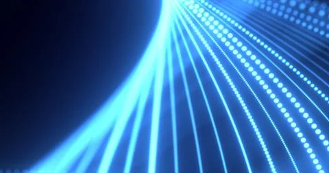 Abstract blue waves from lines and dots of particles of glowing swirling fu.. イラスト素材