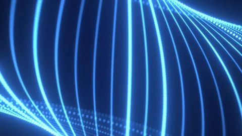 Abstract blue waves from lines and dots of particles of glowing swirling fu.. Stock Illustration