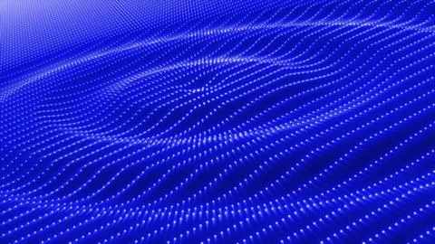 Abstract blue waves streaks circles of particles and dots futuristic rhythmic Stock Illustration