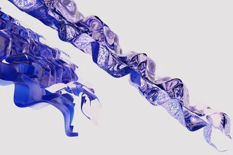 Abstract blue waves on white background, 3d illustration. Stock Illustration