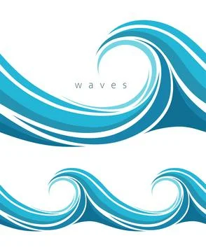 Abstract blue waves on white background Stock Illustration