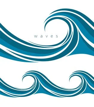Abstract blue waves on white background Stock Illustration