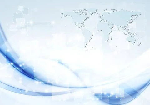 Abstract blue waves with world map. Vector design eps 10 Abstract blue wav... Stock Photos