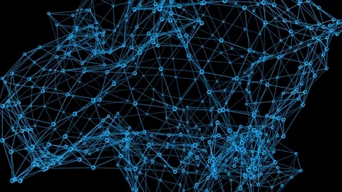 Abstract blue waving 3D grid or mesh of pulsating geometric objects. Use as 動画素材 76056664