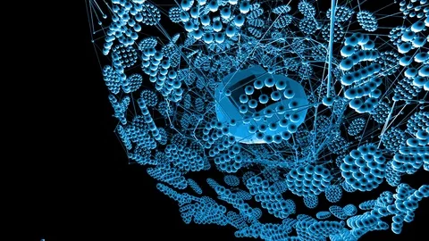 Abstract blue waving 3D grid or mesh of pulsating geometric objects. Use as 動画素材 76057181