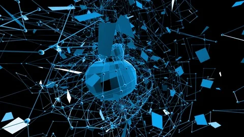 Abstract blue waving 3D grid or mesh of pulsating geometric objects. Use as 動画素材 79771609