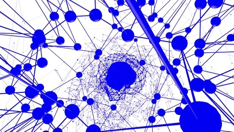 Abstract blue waving 3D grid or mesh of pulsating geometric objects. Use as Stock Footage