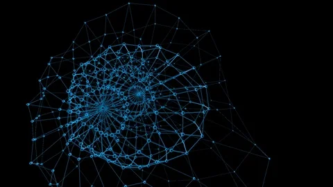 Abstract blue waving 3D grid or mesh of pulsating geometric objects. Use as Stock Footage 80537965