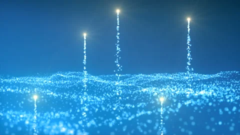 Abstract blue waving texture of tiny particles. Motion. Star field with rising 스톡 동영상 197168067