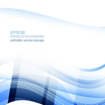 Abstract blue wavy business vector background or banner. Stock Illustration