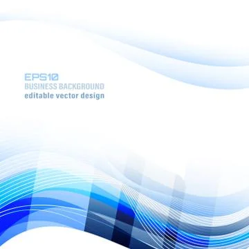 Abstract blue wavy business vector background or banner. Stock Illustration