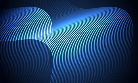 Abstract Blue Wavy Lines Background, Futuristic Flowing Wave Pattern イラスト素材