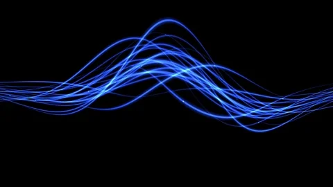 Abstract Blue Wavy Lines on Black Background Representing Digital Data Flow.. Stock Footage 339310518