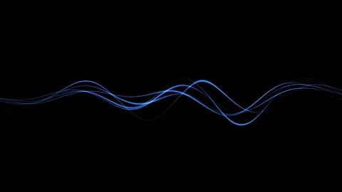 Abstract Blue Wavy Lines on Black Background - Dynamic Digital Waveform Ani.. Stock Footage 340020227