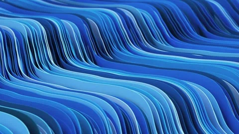 Abstract blue wavy lines flow with dynamic layered movement Stock Footage 327517984