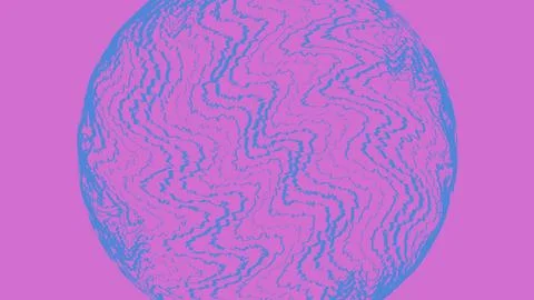 Abstract blue wavy lines forming a circle on pink background Stock Illustration