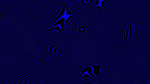 Abstract blue wavy lines pattern on black background featuring flowing 動画素材 333045231
