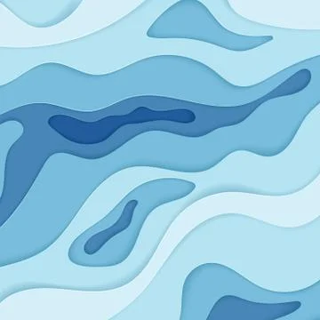 Abstract blue wavy paper 3d diffusive level element for design banner, poster Stock Illustration