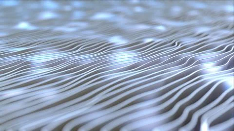 Abstract blue wavy surface made of membranes. 3D rendering background Stock Illustration