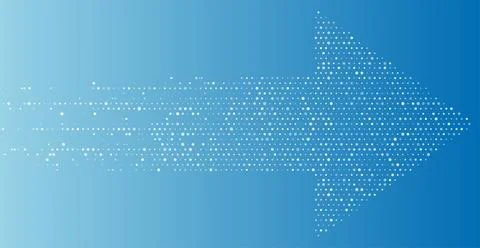 Abstract blue white dotted arrow geometric tech background Stock Illustration