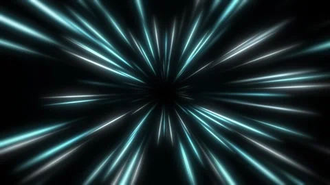 Abstract Blue White Light Streaks Rushing Through Dark Space, Futuristic Radial 스톡 동영상 344973168
