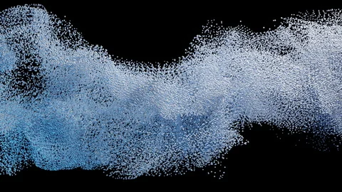 Abstract Blue White Pixels Wave on Black Background Stock Footage 321423912