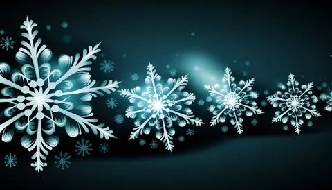 Abstract blue Winter Background with snow flakes. Stock Illustration