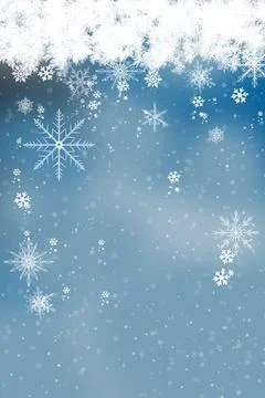 Abstract blue Winter Background with snow flakes. Stock Illustration