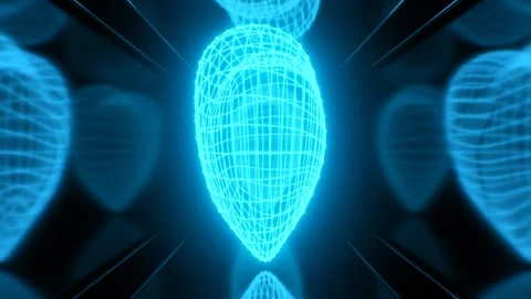 Abstract Blue Wireframe 3D AI Computer Heart Beating Inside Computer Stock Footage 286011906