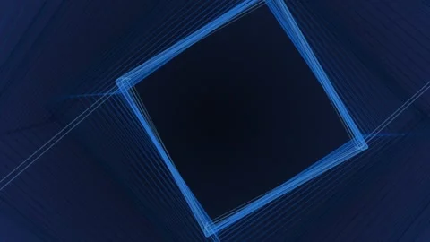 Abstract blue wireframe cubes in perspective, futuristic concept Stock Footage 340452331