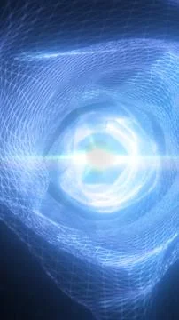 Abstract blue wireframe energy core with glowing geometric mesh and bright .. 스톡 일러스트