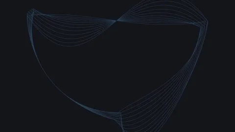 Abstract blue wireframe lines forming a geometric heart shape on black Video stock 338310258