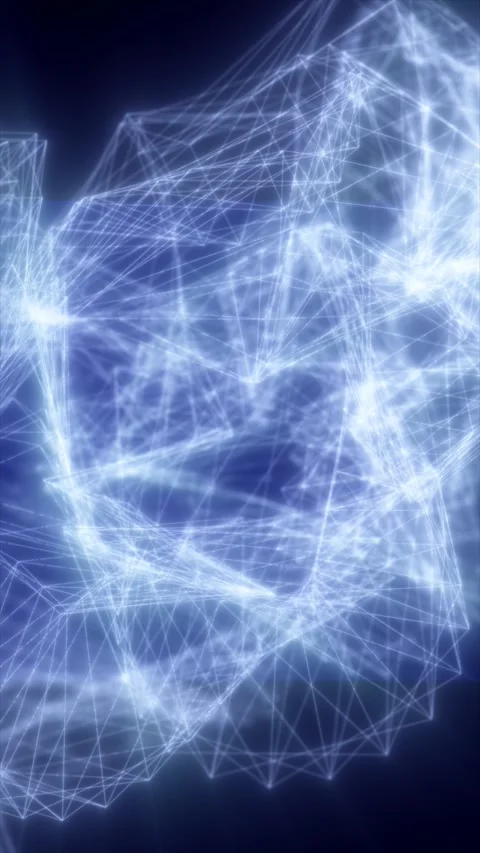 Abstract blue wireframe structures intertwine across a dark background, for.. Stock Footage 341579065