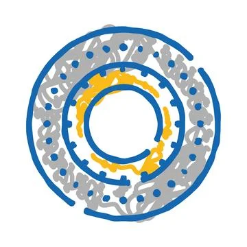 Abstract blue yellow and gray circular doodle Stock Illustration
