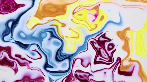 Abstract Blue Yellow and Maroon Fluid Marble 動画素材 340939266