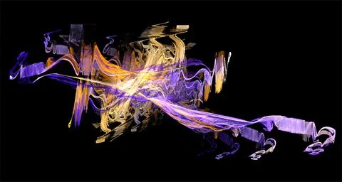 Abstract blue-yellow luminous pattern on black background, design, wallpaper Stock Illustration