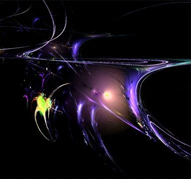 Abstract blue-yellow luminous pattern on black background, design, wallpaper Stock Illustration