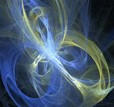 Abstract blue-yellow luminous pattern on black background, design, wallpaper Illustrazione stock